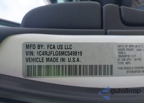 2021 Jeep Grand Cherokee Trailhawk 4X4 z USA, uszkodzony, nr VIN 1C4RJFLG6MC549819